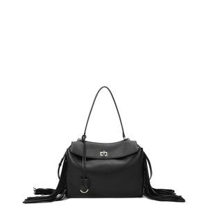 Tiffany & Fred Paris Fringe Leather Shoulder Bag, Black